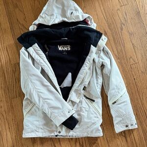 Vans women’s Pinstripe Ski Jacket - Black and White